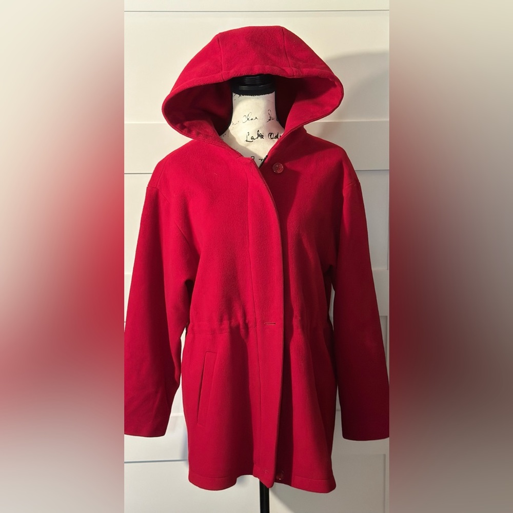 J. Percy Women's Red Dress Coat with Hood, Size 6